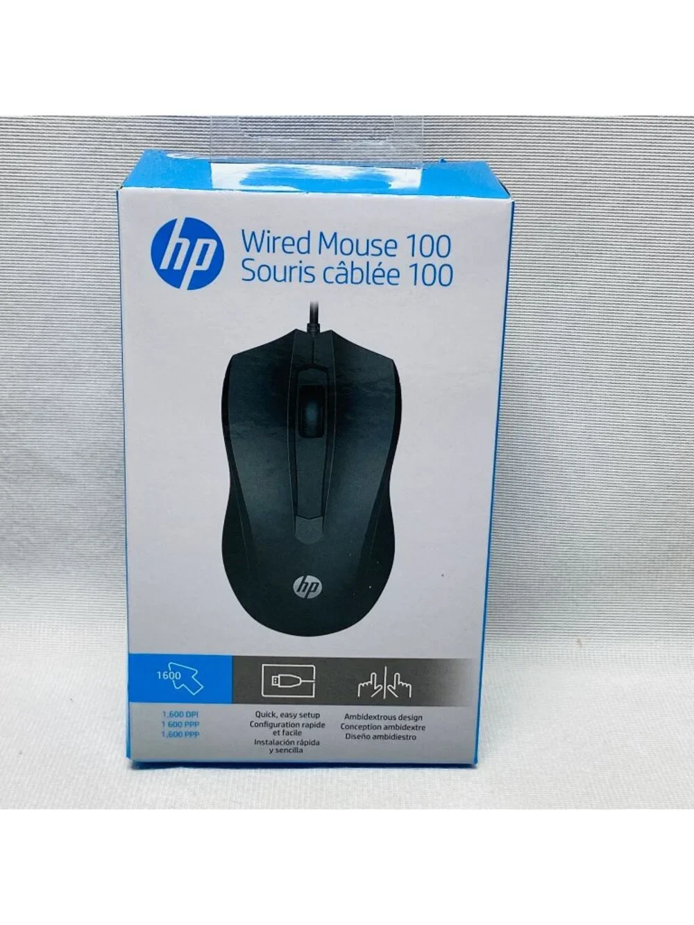 HP Wired Mouse 100 USB Optical Design 1600 DPI Ambidextrous Black